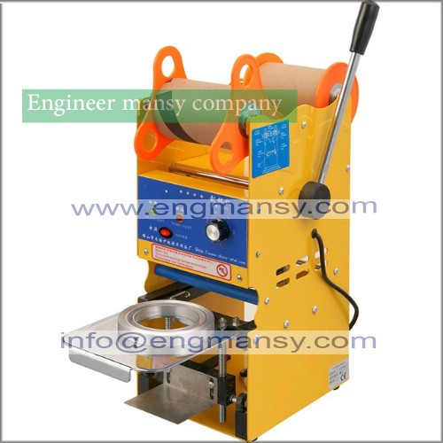 Manual digital plastic cup container sealer boba bubble tea juice drink film cover lid sealing machine model706 engineer mansy mark