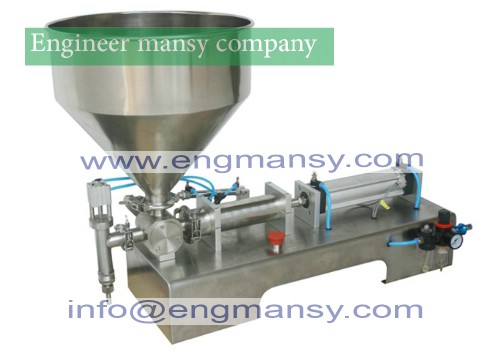5-100 ML Pneumatic pasty food filling machine sticky pasty filler stainless SS304,hot sauce bottling equipment, beverage packer Model 404 engineer mansy international mark