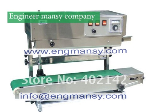100% Warranty Vertical plastic bag band sealing machine, continuous band sealer, vertical heat sealer model 303 Engineer mansy global mark