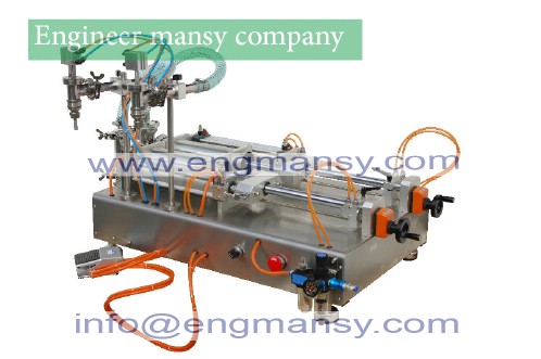 1000-5000ml Horizontal Full Pneumatic double shampoo Filling Machine, essential oil filling machine Model 403 engineer mansy global mark
