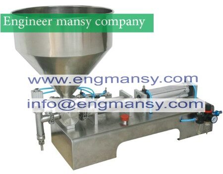 50-500ML Pneumatic pasty food filling machine sticky pasty filler stainless hot sauce bottling equipment, beverage packer model 404 Engineer mansy international mark