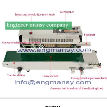 Continuous Automatic Plastic Bag Sealing Machine aluminum foil package machine,High quality 220V food bag sealer,model 301 Engineer mansy global mark