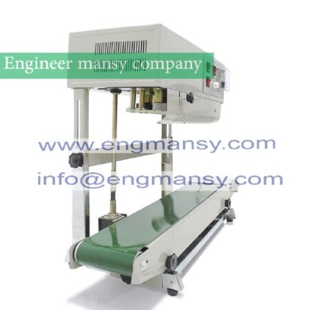 New design plastic film continuous heat band sealer with date coding/ pp bag sealing machine model 303 engineer mansy international mark