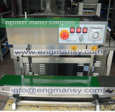 Vertical Heat Sealer Sealing Machine,Automatic Continuous Plastic Bag Sealing Machine,Steel Wheel Print model 303 Engineer mansy global mark