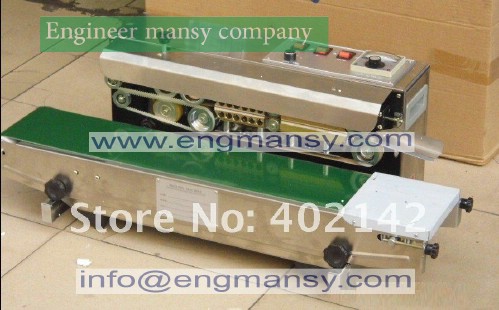 Warranty Continuous band sealer/film sealing machine+date printing+seal belt+wholesale price Model 301 engineer mansy global brand