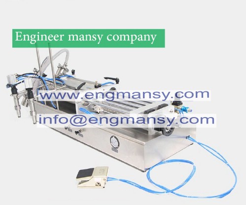 semi automatic double head shampoo, liquid soap filling machine model 403 Engineer mansy global brand