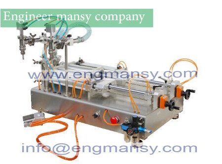 semi automatic tabletop liquid soap filling machine, pneumatic piston filler model 403 engineer mansy international brand